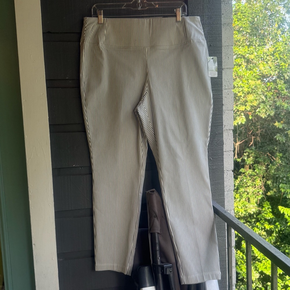 NWT Worthington slimming waist line gray and white stretch pants.